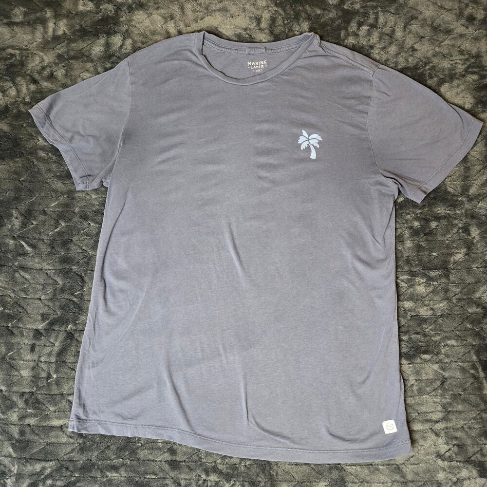 Marine Layer Graphic Coastal Goods Blue Cotton T-Shirt - Size Large